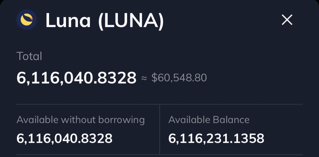 AshCrypto's tweet photo. I finally bought the $LUNA bottom after 24 failed tries. https://t.co/BQktpoL50X