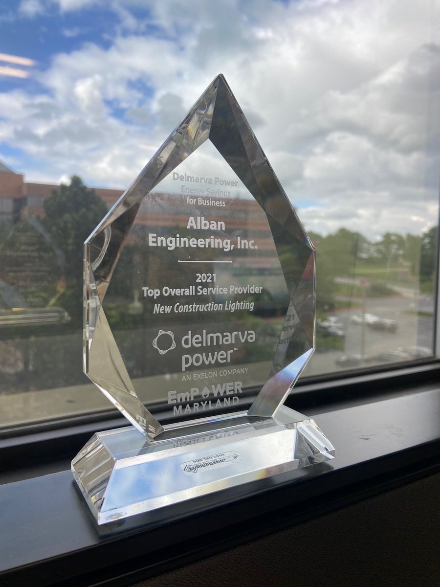 AlbanEngineers's tweet photo. Alban Engineering is proud to announce that we have been recognized as the Top Overall Service Provider - New Construction Lighting by @DelmarvaConnect 
#delmarvapower #topserviceprovider https://t.co/paEilYxppv