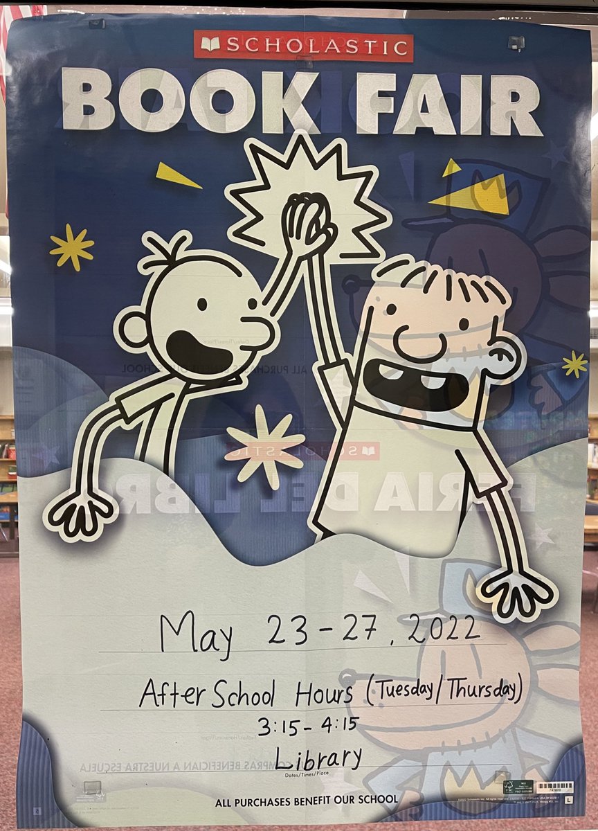 AAMilneES's tweet photo. Book Fair from May 23-27,2022                             After school hours on Tuesday and Thursday 3:15 - 4:15 https://t.co/8JLxUvDewS