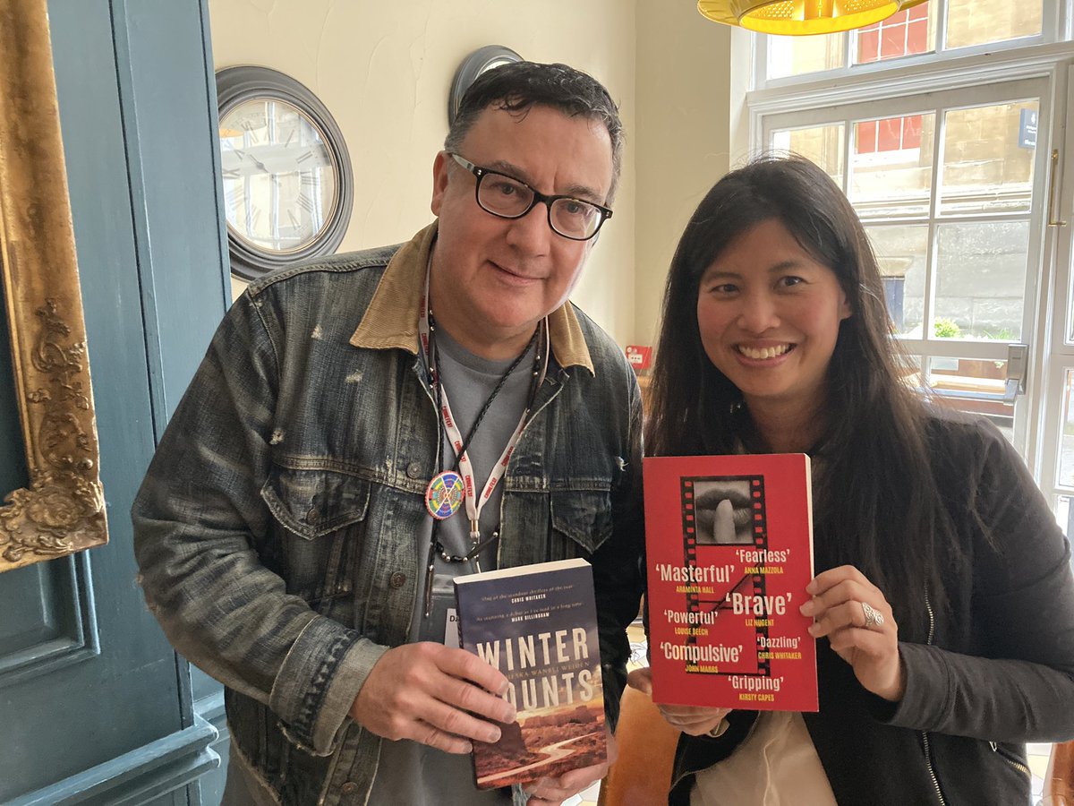 winniemli's tweet photo. I was especially excited to meet @WanbliWeiden author of the brilliant #WinterCounts (who also enjoyed reading #Complicit 👍) If you haven’t read his atmospheric mystery set on a Lakota reservation, you should! And yes, he flew over from Denver for @CrimeFest ✈️ #crimefiction https://t.co/Zcox8BdGcr