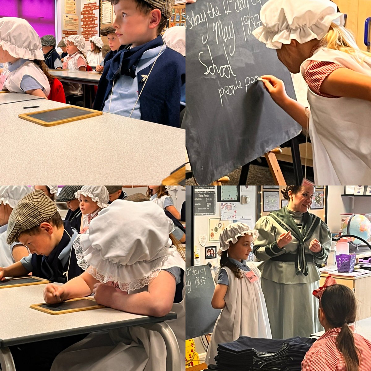 NewfoldYear2's tweet photo. Miss Banks took us back in time to the Victorian times, today! We enjoyed being in Standard 2 in our school room and most of us passed the clean hands check! Miss Banks was strict!! We all loved the experience though. #Newfold https://t.co/hv1AAg3dz4