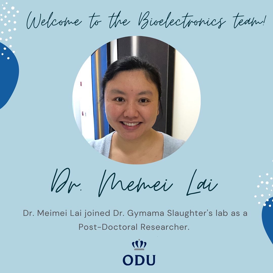 We would like to welcome Dr. Michelle King and Dr. Meimei Lai to our Bioelectronics team! 

#cbe #odu #research #team #bioelectronics