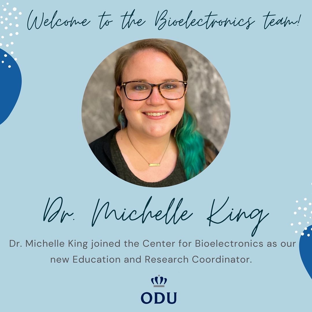 oducbe's tweet photo. We would like to welcome Dr. Michelle King and Dr. Meimei Lai to our Bioelectronics team! 

#cbe #odu #research #team #bioelectronics https://t.co/pGRVVWruwV