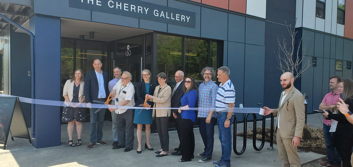 CityIthacaED's tweet photo. Celebrating the opening of Ithaca Arthaus this afternoon. The 100% affordable residential project with community art space is the first major project to open on Ithaca's waterfront since new zoning and the City's waterfront plan were adopted. https://t.co/GtDzBLzQAb