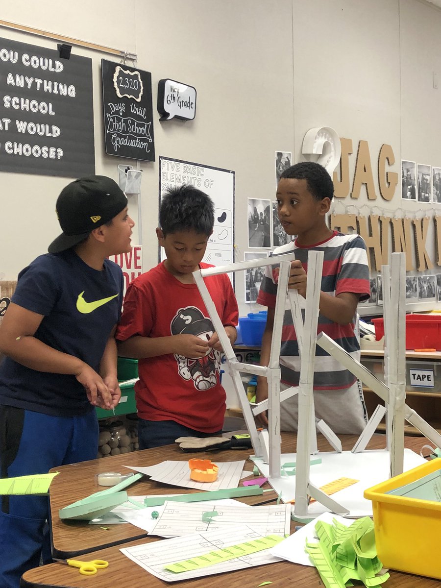 JagThinkerspace's tweet photo. Ask these 3rd graders about kinetic/potential energy, inertia, momentum, balance, stability, velocity, and centripetal force. These were the conversations these engineering teams were having as they constructed roller coasters with at least 8 turns, 1 funnel, and 1 loop. https://t.co/E55F9axtkw