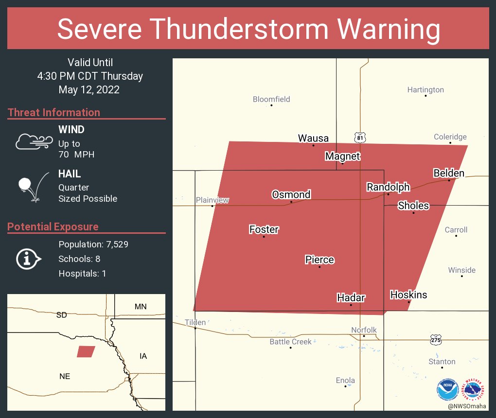 NWS Omaha on Twitter "Severe Thunderstorm Warning including Pierce NE