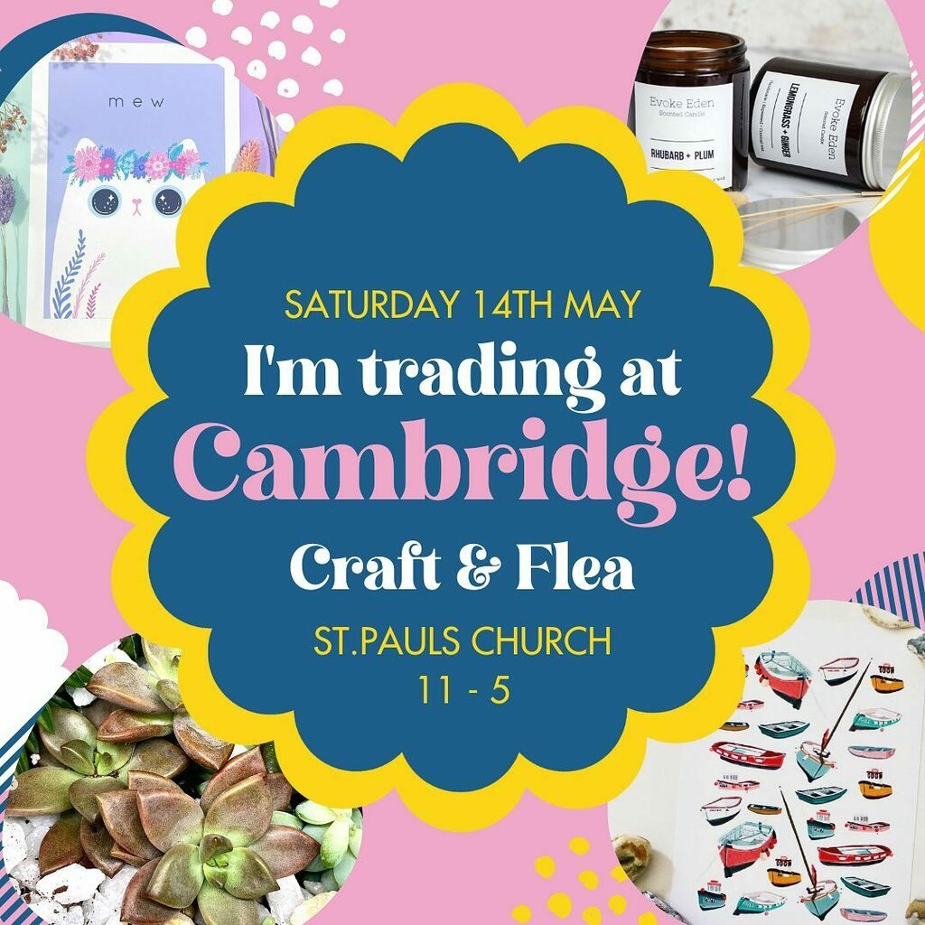 Super excited to be back in Cambridge at the weekend <a href="/thecraftandflea/">Craft & Flea</a> 
Find us at St Paul’s Church, Hills Road from 11-5
Tickets will be available on the door but you can purchase prior to the event through their website. instagr.am/p/CddYXLZMaoe/