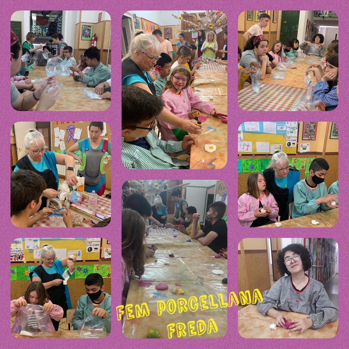 fepmontserratee's tweet photo. Avui, la mare de la Julia ens ha ensenyat a fer porcellana freda!🖌 Amb diferents eines i motllos hem creat petites peces de reposteria de molts colors amb les que hem decorat pots🧡💚💙 Gràcies Ruth! #creativitatalpoder🎨 #somartistes #somfep https://t.co/QCly5K3n6d