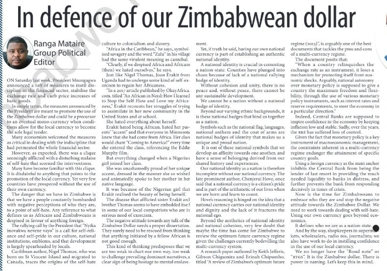 We need to build confidence in our money: our pride, our identity.