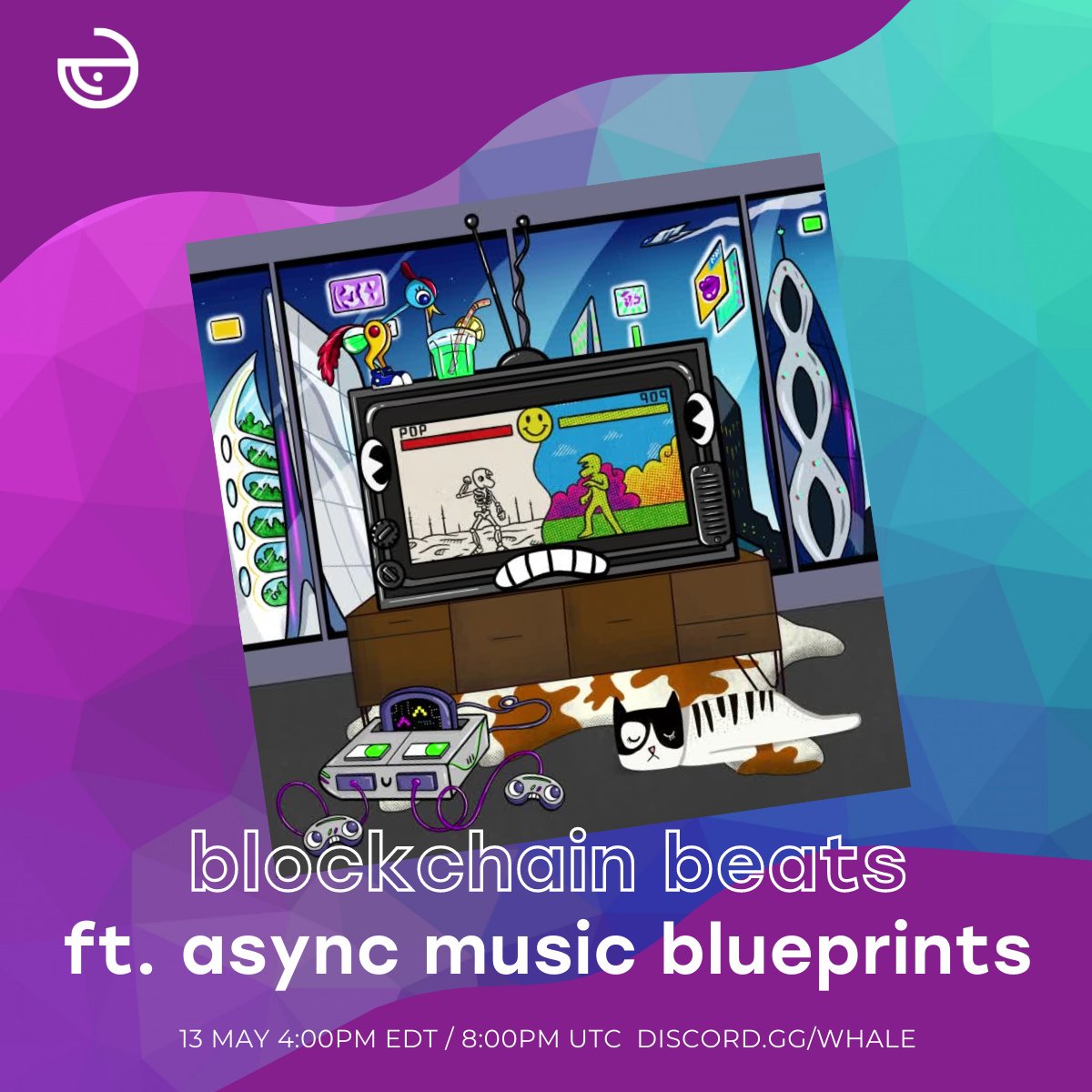 AsyncArt's tweet photo. Tomorrow, May 13th at 1 pm PT, we'll be live on @whale_community's Blockchain Beats to talk about our Music Blueprints launch next month!
Hear from some of the launch musicians and learn why music NFTs will never be the same!
Join the $WHALE discord: https://t.co/fyAGQLKC1i https://t.co/UGVTG5wxzv