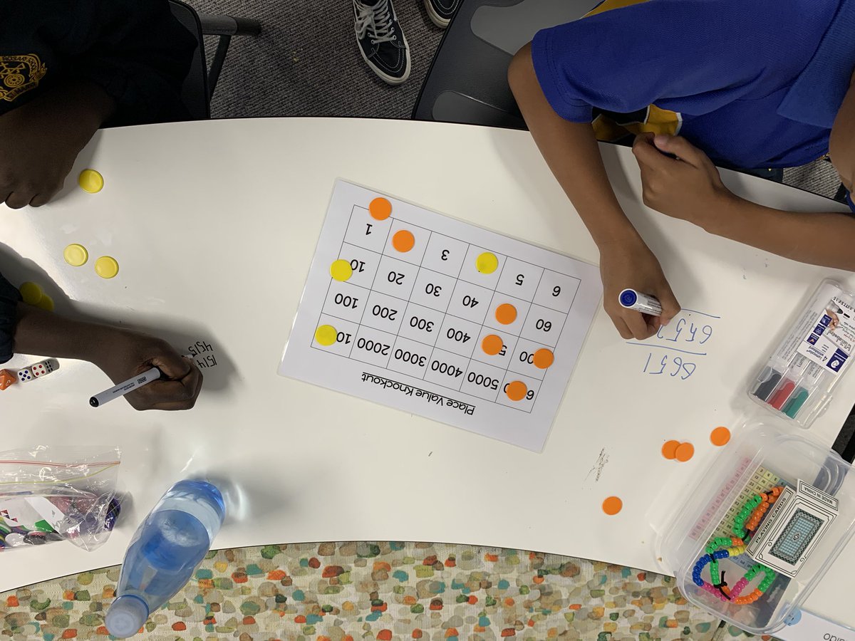 RabbittEmma's tweet photo. Great mental warm up to start the day! Place value knockout really gets the students to strategise and consider each value of the number they roll! #acuedu_p https://t.co/Ru1vgLdxr4