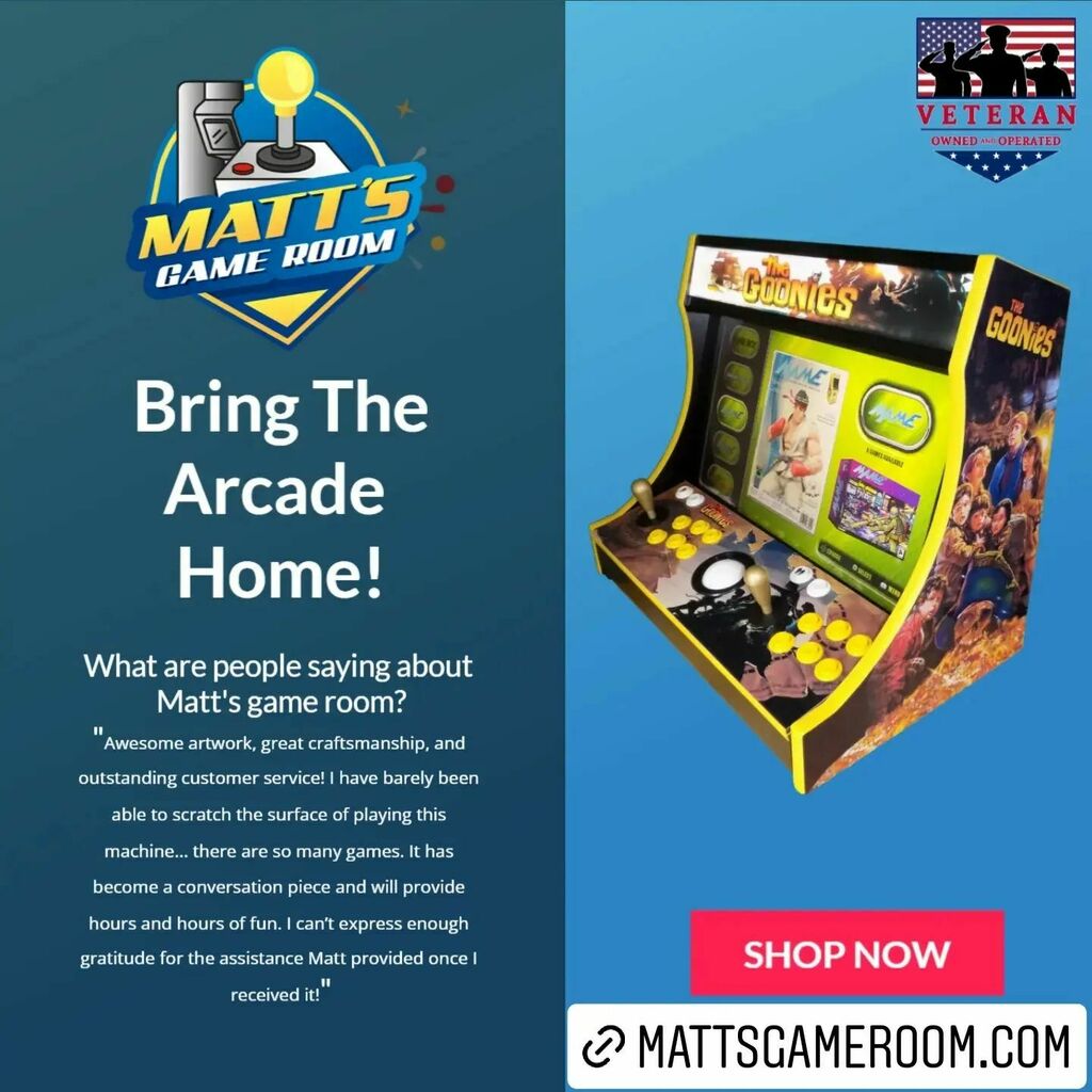 Mattsgameroom1's tweet photo. For a limited time I am offering free shipping on all  bartop and plug and play orders anywhere in the U.S! (Sorry this does not include full size machines)
.
.
.
.
.
.
#arcade #arcademachine #bartoparcade #gameroom #mancave #mattsgameroom #gamer #gaming #videogame #videogam… https://t.co/D8qCk138yO