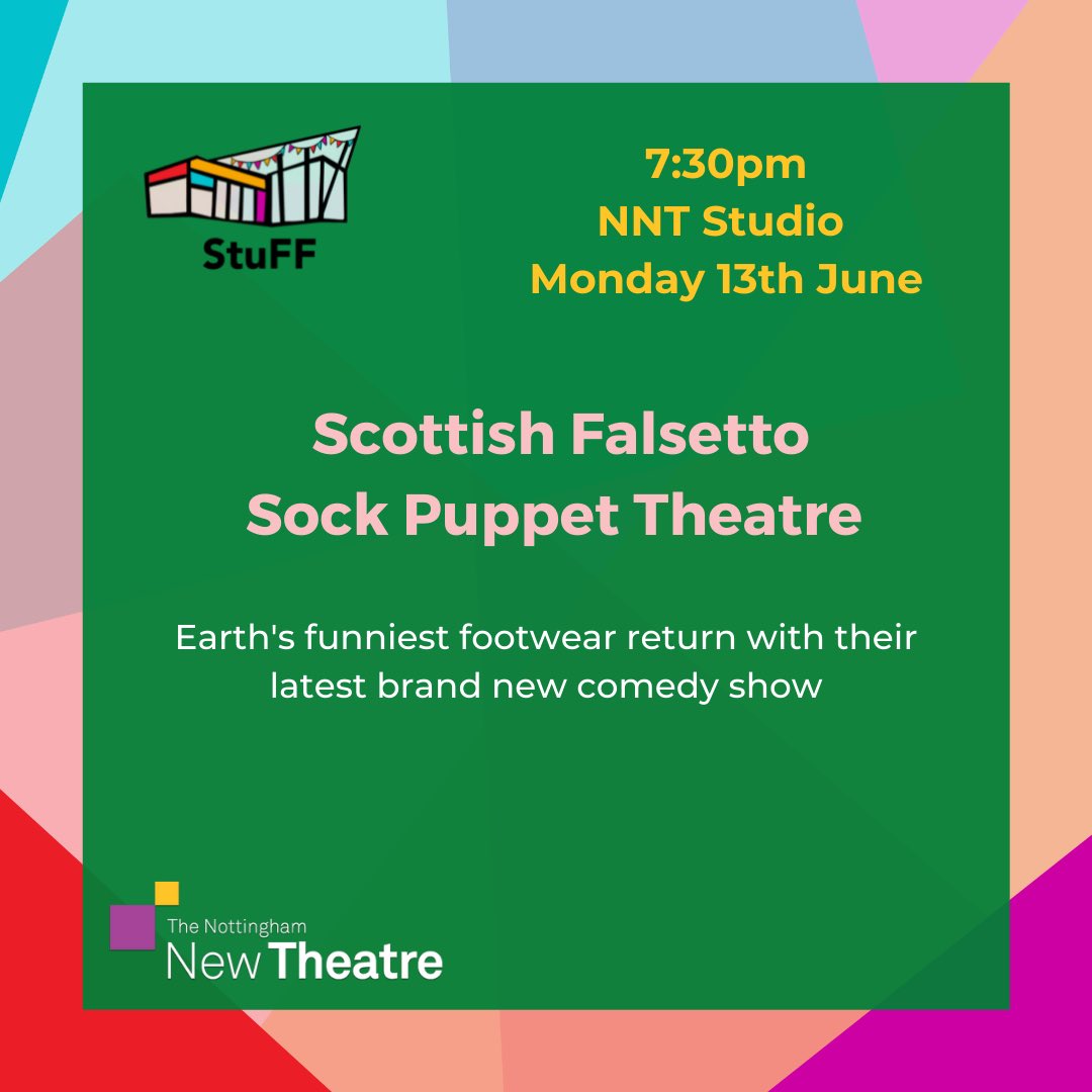 The hilarious Scottish Sock Puppet Theatre is back with a brand new show for us Monday 13th June! Catch the Earth’s funniest footwear at 7:30pm in the NNT Studio! <a href="/falsettosocks/">ScottishFalsettoSock</a> #theatre #theatrefestival #nottinghamnewtheatre #nottingham