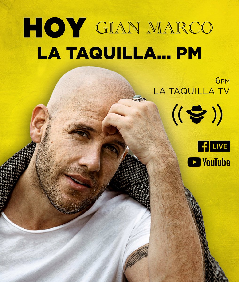 La_Taquilla's tweet photo. HOY 6pm @gianmarcomusica 
Nos vemos en 💛 La Taquilla TV #facebooklive #youtube ➡️ https://t.co/MbnFLcwCR5
Bohemia sabrosa 🎶 con @ReneFranco y @pRINCESA_mOANA https://t.co/3ZFUjM6Dga