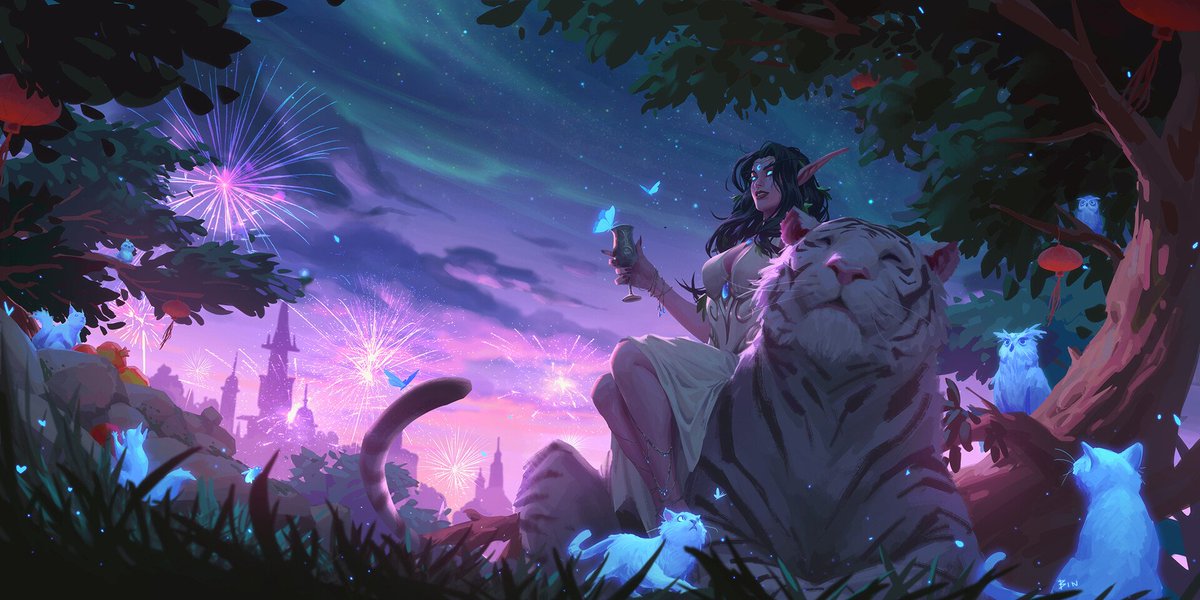 TheArtWarcraft's tweet photo. Tyrande , spring Festival in Darnassus 🌌 🎆

Art by herbie Wang : https://t.co/tVcAHrMW5d

#Azeroth #WorldofWarcraft #Tyrande #art https://t.co/Ob0G2gHVYr