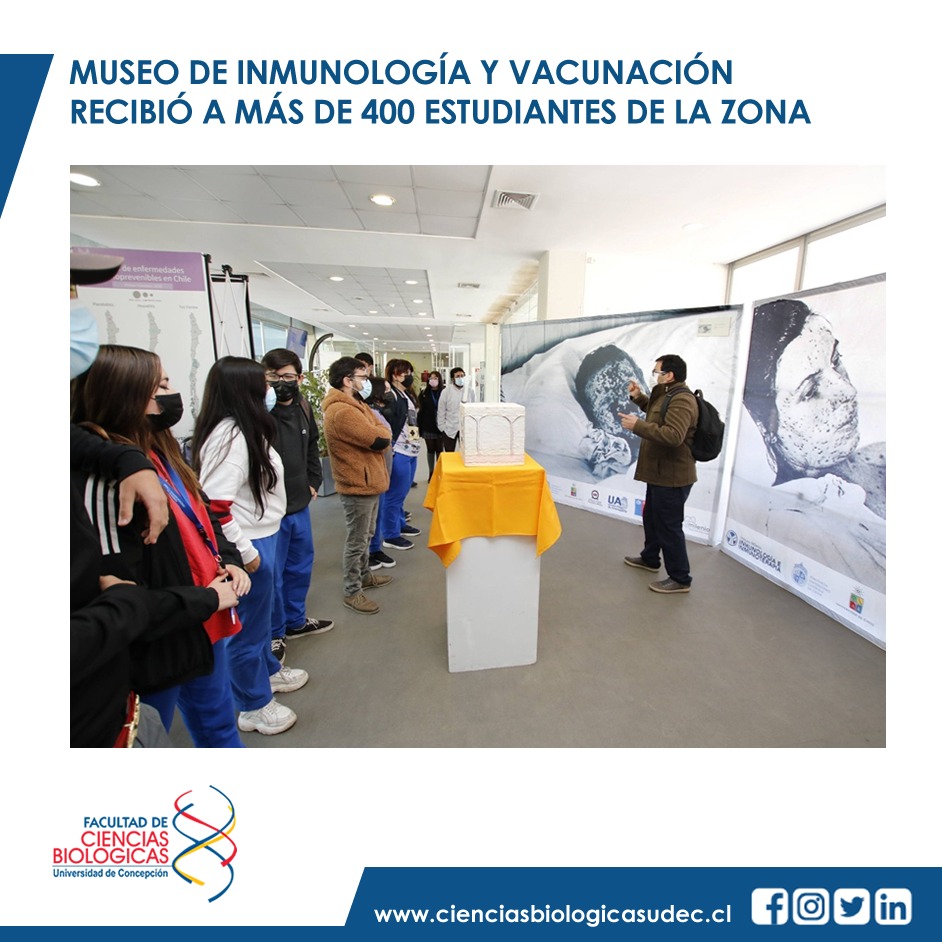 🧬La iniciativa, organizada por el Depto de Farmacología de la FCB #UdeC, trasladó la muestra «Eternalismo» del @inmunologiae por primera vez al sur de nuestro país y contó con una alta participación de estudiantes de básica y media 🙌cienciasbiologicasudec.cl/museo-de-inmun… #somosFCB