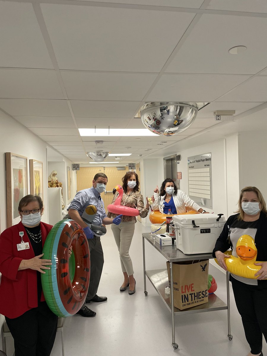 K_B_Platt's tweet photo. Marymount Hospital CNO and Nursing Directors celebrated🎉 Nurses Week with Root beer/Coke floats. Night shift last evening and lunch today. Some nurses had never had a RootBeer float!!!  Added some extra fun with swim floats.  #cleclinicnurses https://t.co/uukuVt4gIT