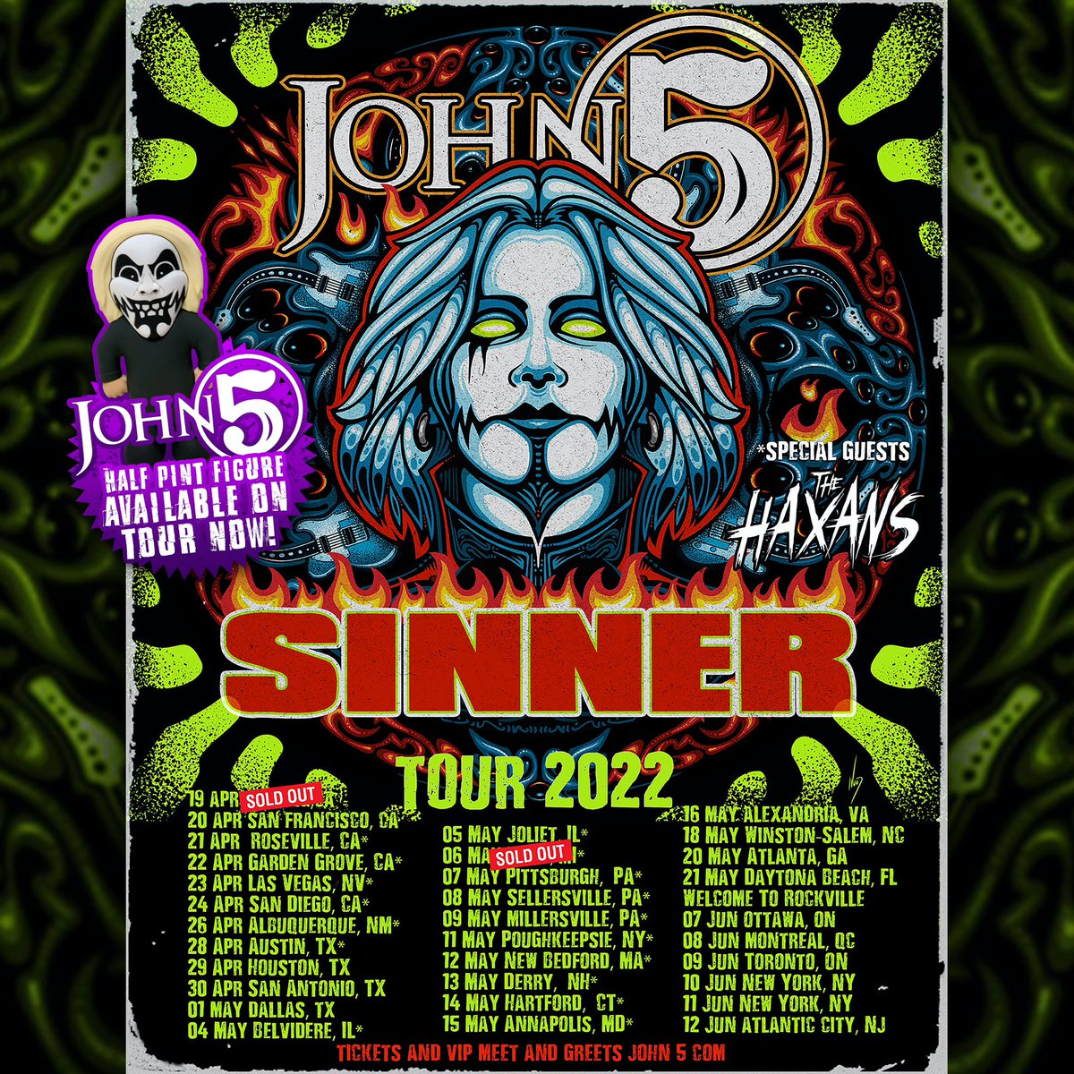 KnuckleheadzLTD's tweet photo. Our good friend @john5guitarist is on his Sinner Tour right now! Be sure to hit the merch booth and pick up an official John 5 Knuckleheadz Half Pint! https://t.co/IimIaMIqu2