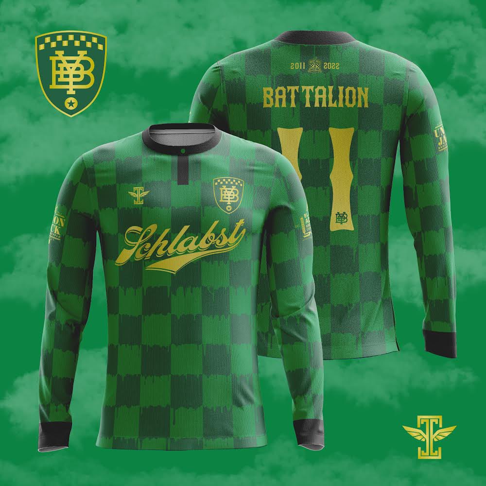 The_BYB's tweet photo. PRE-ORDER NOW: Before there was a club, there was the Brickyard Battalion. We're celebrating our golden 11th Anniversary by honoring our green + black roots and partnering with Icarus FC on this anniversary jersey. 

Order Now: https://t.co/zZLRfYEWgJ https://t.co/1AZ4SON7CL