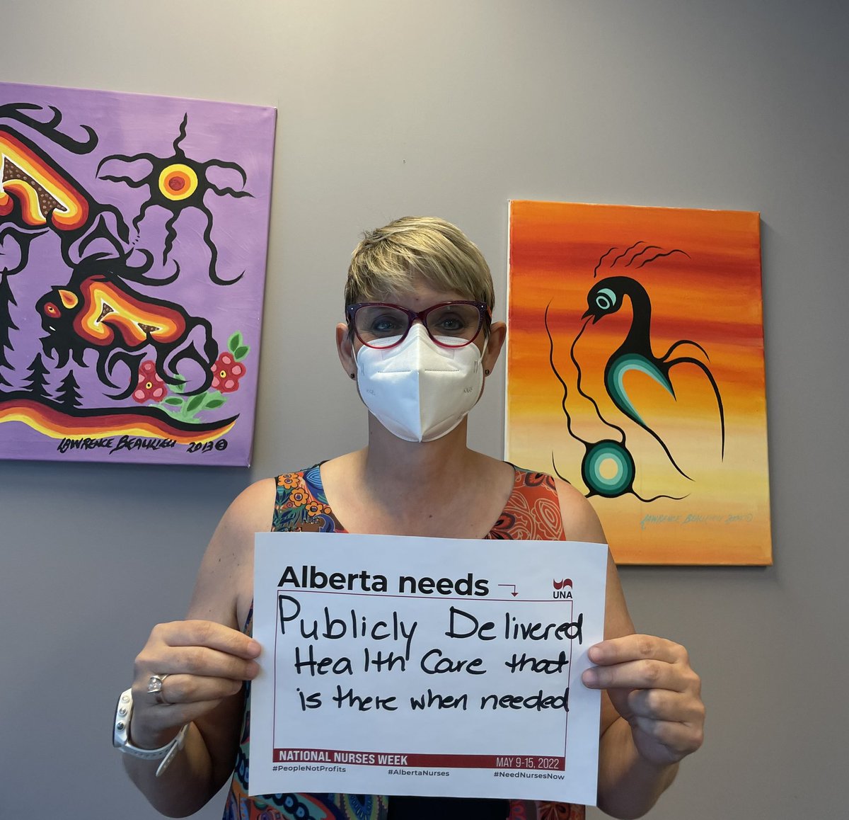 DanielleLarivee's tweet photo. During #NursesWeek this year, I call for an end to the destructive UCP agenda of privatization and cuts to our public healthcare, and an end to the attacks on the healthcare workers that are at the core of our healthcare system! #PeopleNotProfits #AlbertaNurses #NeedNursesNow https://t.co/THKGwsMYAr
