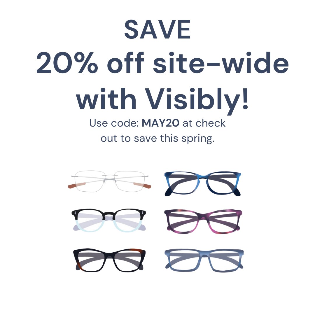 👀 Save 20% off your vision care essentials this spring! Whether you are looking to purchase new contacts, glasses, or even renew your vision prescription, we've got you covered! Use code: MAY20 at check out to save big this spring. Shop: bit.ly/39gmeLk

#vision #care
