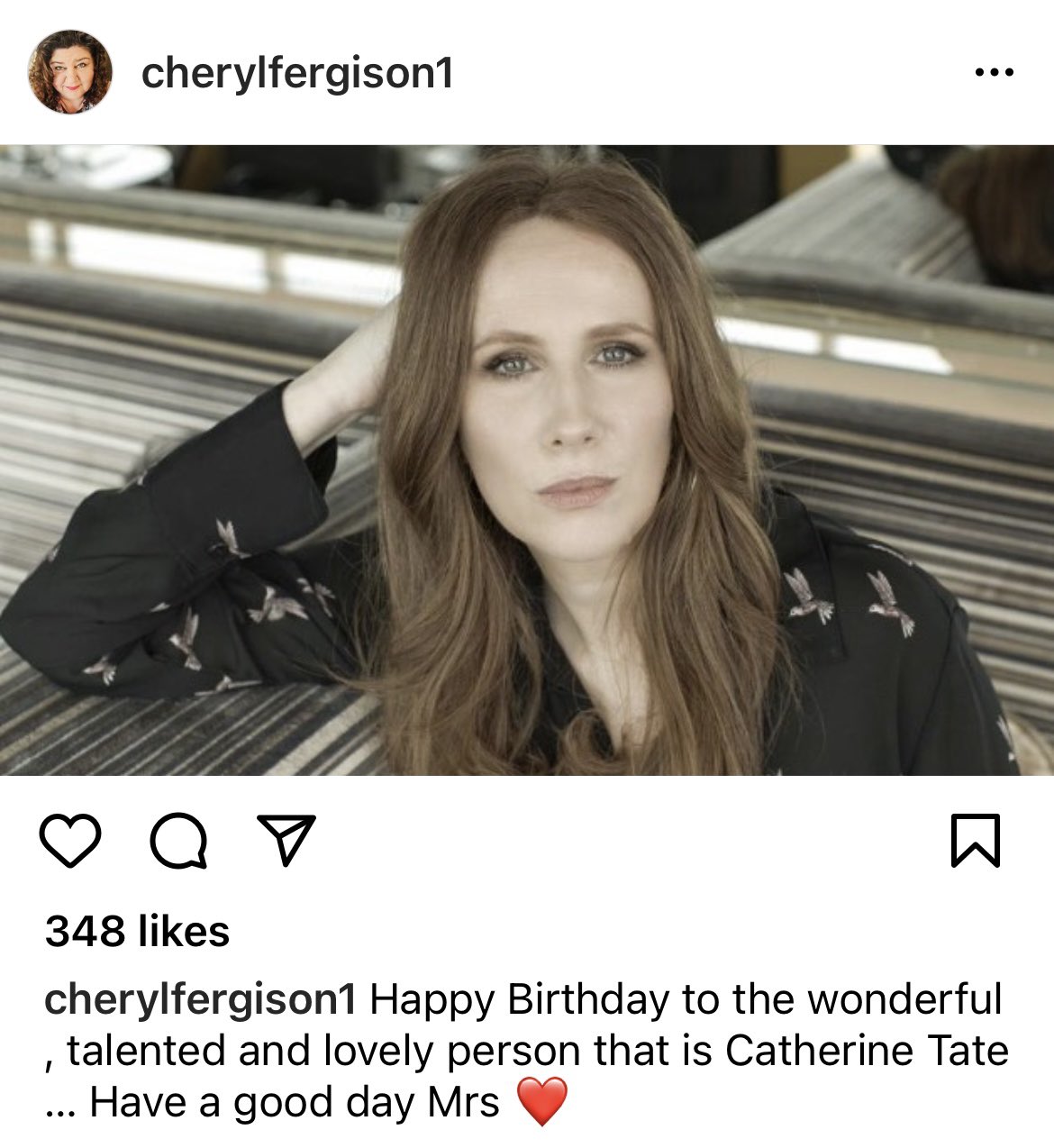 Obsessed with Cheryl Fergison wishing Catherine Tate a happy birthday 7 months early 
