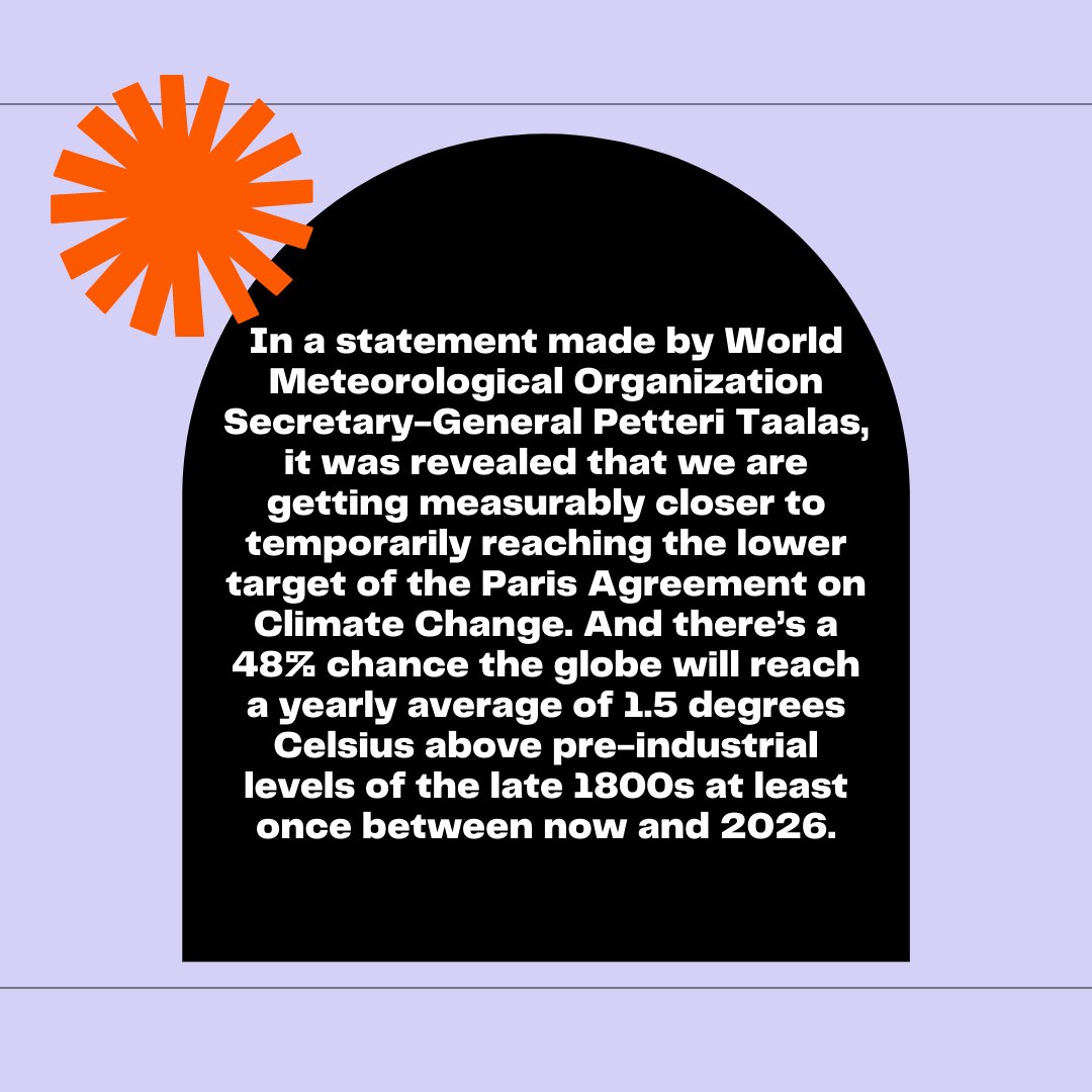cuny_ccac's tweet photo. Research conducted shows that We are getting measurably closer to temporarily reaching the lower target of the Paris Agreement on Climate Change. And that there’s a 93% chance that the five years from 2022 to 2026 will be the hottest on record. https://t.co/wI4o2p8Z07
