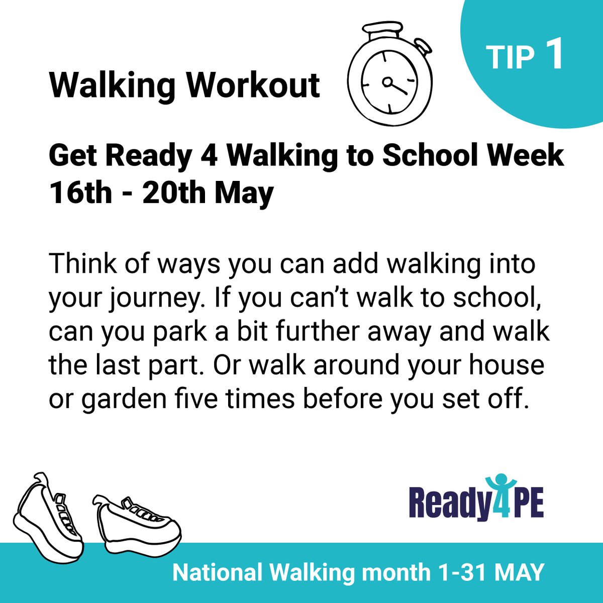 Are you Ready for #WalkToSchoolWeek?
Tip 1 for National Walking Month
#primarype #primaryteachers #primaryschool #primarylessons #primaryresources #pelessons #peteachers #teachpe #sportscoach #NationalWalkingMonth