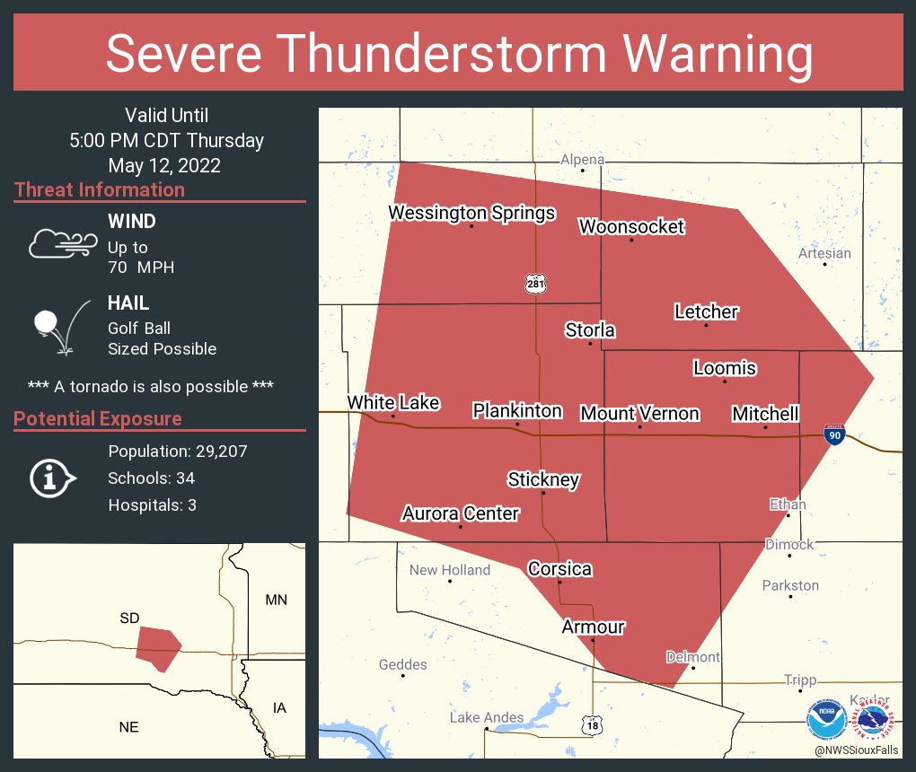 NWS Sioux Falls on Twitter "Severe Thunderstorm Warning including