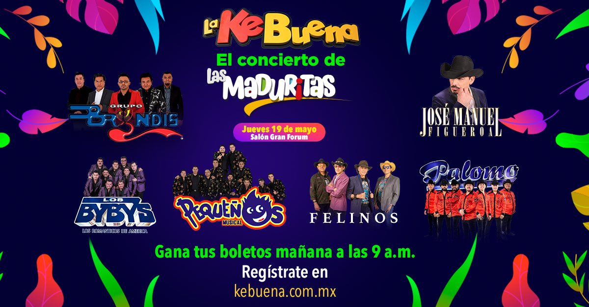 kebuenaoficial's tweet photo. ¡Gana tus boletos para el concierto de #LasMaduritas! Te esperamos mañana en punto de las 9 de la mañana en 📲https://t.co/MQhXubiOFv https://t.co/zQCmoZ7OaS