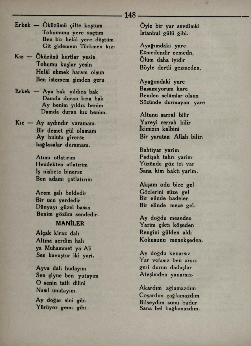 daciraki's tweet photo. Bursa'da 1936'da derlenmiş manilerden örnekler.
#Maniler
#BursaManileri https://t.co/6mjHR8g4JP