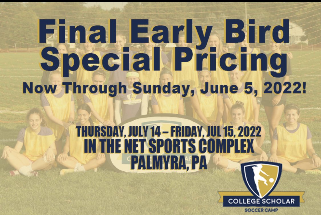 cssoccercamp's tweet photo. Goalkeepers are wait listed! Spots are filling up fast for field players! Sign up today to wok with and be evaluated by some great coaches at great high academic institutions #soccercamp #soccercampseason #cssc22 #signuptoday https://t.co/jrnXqFg3Hg