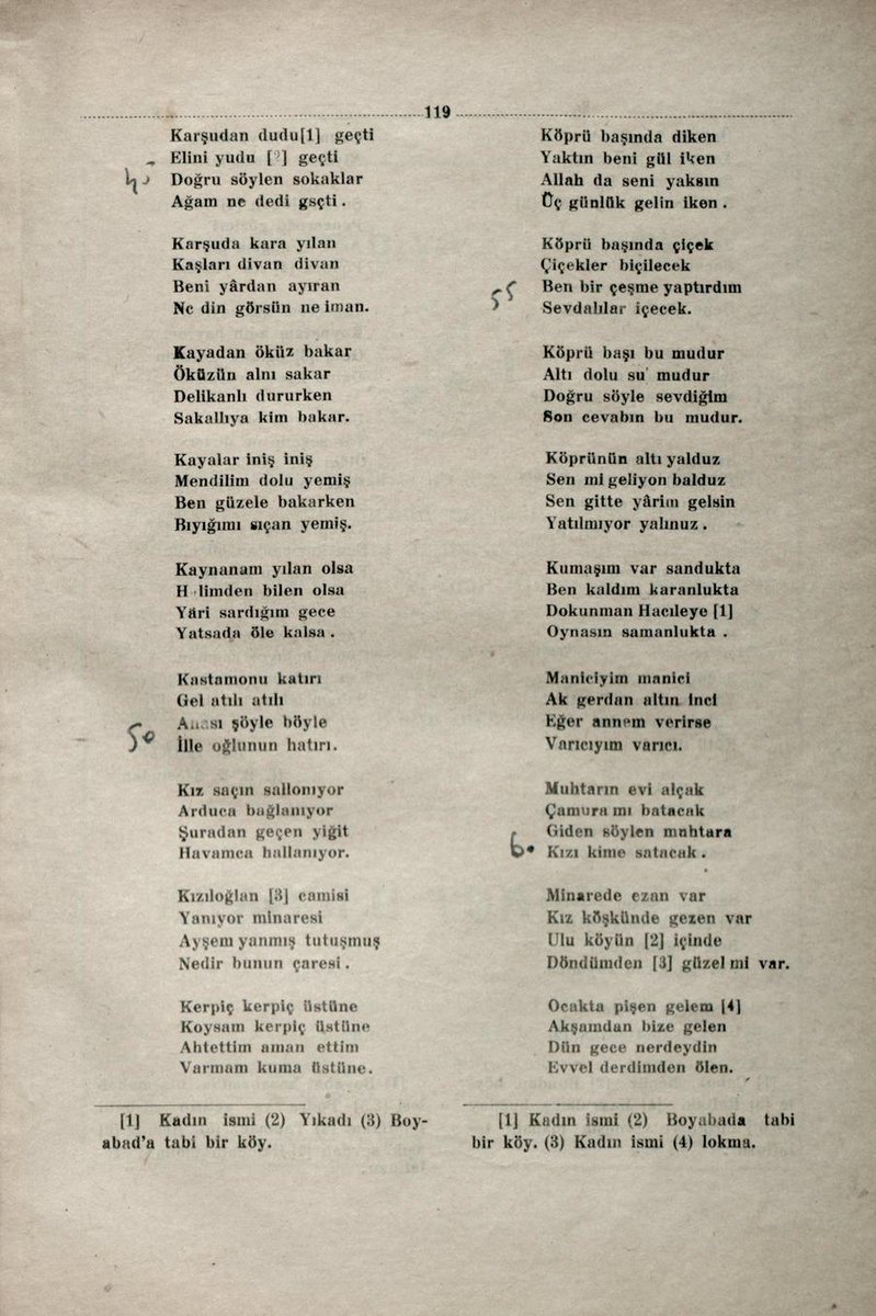 daciraki's tweet photo. 1931 yılında Sinop Boyabat'ta derlenmiş manilerden örnekler.
#Maniler
#BoyabatManileri https://t.co/jztJvXAKas