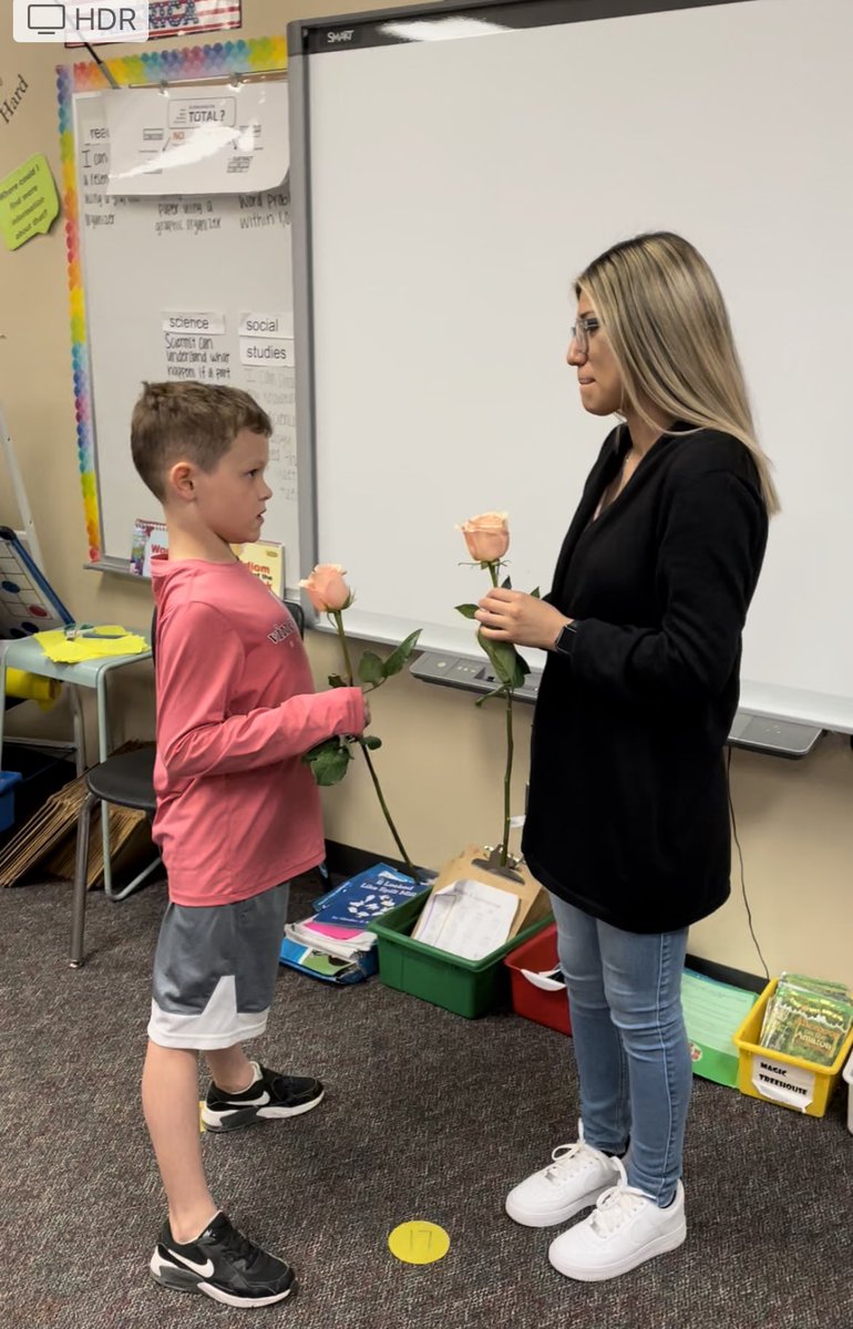CrystalshortDPE's tweet photo. Each student gave her a rose and told her what they loved about her!  Our student teacher, Ms. C.❤️ https://t.co/UOZsFcrWTl