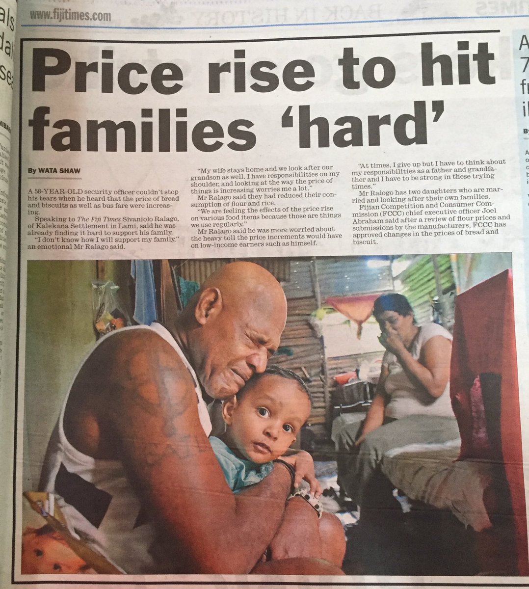 fijiandreamer's tweet photo. This security officer and his wife were in tears when they heard the price of bread, biscuit and bus fare were to increase today. Mr Ralago was already finding it hard to cope in supporting his family and now has to spend more with the increase. #reality https://t.co/qLmzwBH1Ij