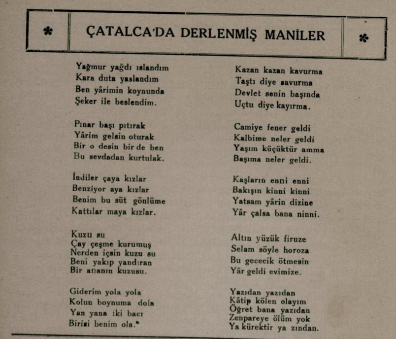 daciraki's tweet photo. Çatalca'da derlenmiş maniler. Yıl 1938.
#Maniler
#ÇatalcaManileri https://t.co/6pq5NiInCr