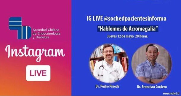 ACHAGO_CL's tweet photo. Para conocer más acerca de la Acromegalia, los invitamos a participar de este encuentro organizado por @corapehi junto a los Drs Pedro Pineda y Francisco Cordero. 

👉🏼HOY! A partir de las 20:00 hrs.
Los esperamos! https://t.co/dW7YICXmEz