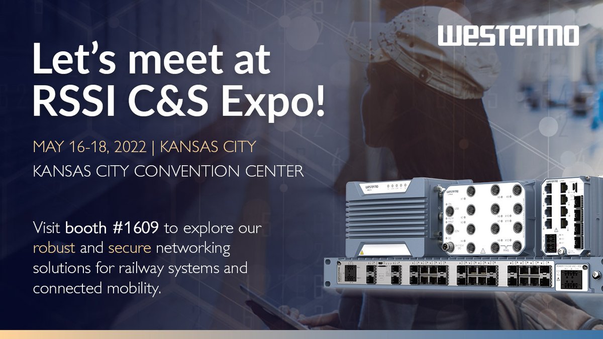 westermo's tweet photo. Choo, choo! Next stop #KansasCity, Missouri 🚂

Make sure to stop by and visit Westermo's at booth 1609 at the 61st Annual #RSSI C&amp;S Exhibition between May 16-18.

Come and explore our #rail innovations for on-board, wayside or train-to-ground communications. 

#USrail #RSSI2022 https://t.co/fo98ACz0yC