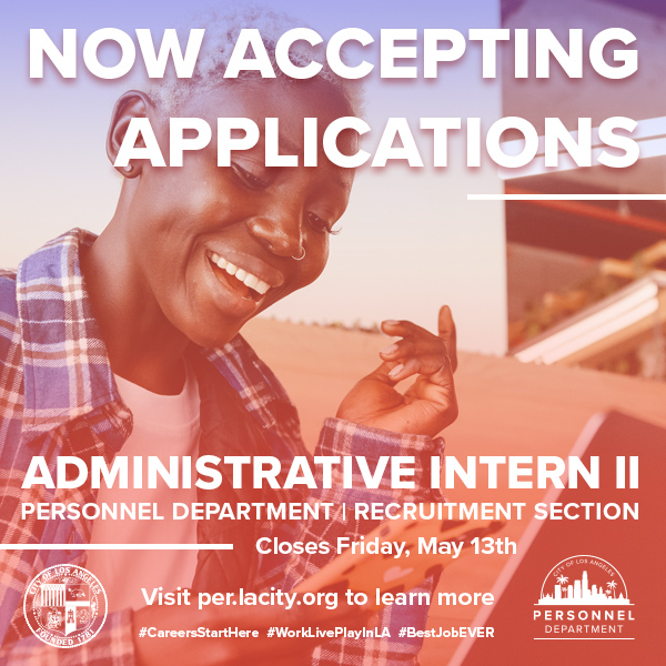 Citylajobs's tweet photo. Internships are available with a wide variety of City Departments. Find your next internship at https://t.co/pEBvdWFbru! #Internship #LAlove #BestJobEVER #WorkLivePlayInLA #StudentWorker #Intern #InternJob https://t.co/aT7zFi0ise