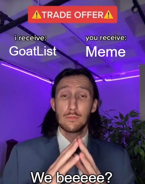 bewareodNFT's tweet photo. We beeeee? ahahahaha)
Love this project so much!🐐❤️
@GreatGoatsNFT @nottysol @Jizascrust @ElmoDimen @cloudz
#goated #goat #greatgoats #goatie https://t.co/TtcVsJQKbr