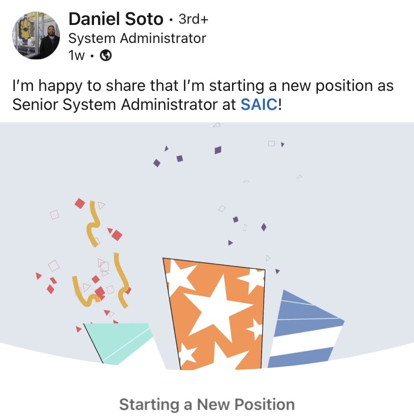 SAICjobs's tweet image. Welcome to @SAICinc, Daniel Soto #SystemsAdmin