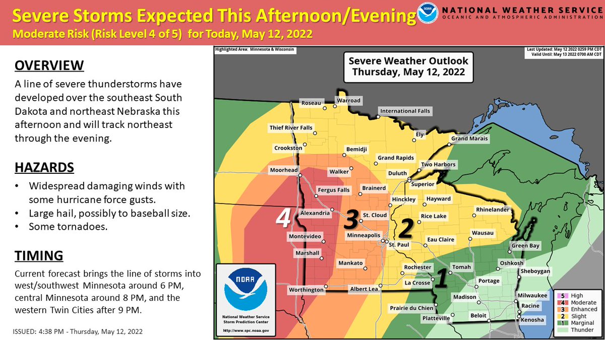 NWSTwinCities's tweet photo. A line of severe thunderstorms has developed over SE South Dakota/NE Nebraska and will quickly move northeast into Minnesota later today. Widespread wind damage, large hail, and a few tornadoes are expected. Be prepared for severe weather and stay weather aware! #mnwx #wiwx https://t.co/IysJjNaton