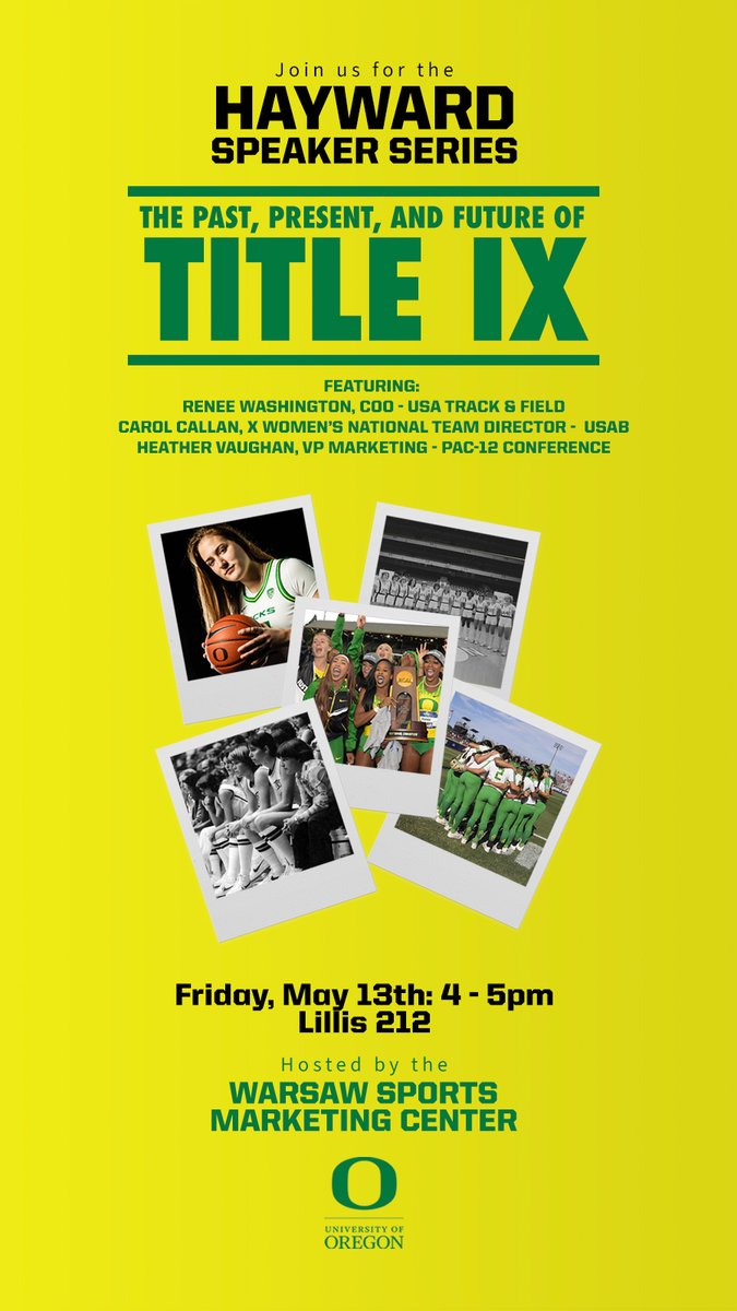 We're continuing our #HaywardMagicSeries speaker series this Friday! Hear some powerful women discuss how Title IX forever changed the sports landscape and impacted the women's sports world. 

📍Lillis 212, 4-5pm tomorrow

Plus... free drinks &amp; cookies!