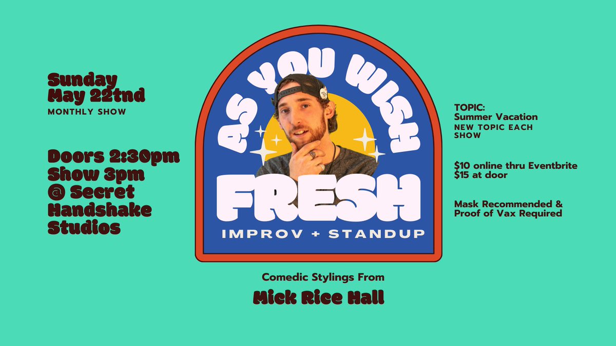 Consumer of ketchup, looks great in a hat, and has the coolest rings we know -- welcome KC comedian <a href="/MickRICEHall/">Mick RICE! Hall</a> who will give you some hot takes. 
Don't miss seeing him Sunday May 22nd!🍚
eventbrite.com/e/may-as-you-w…
#KCComedian #Comedy #KCthingstodo #backwardsHat