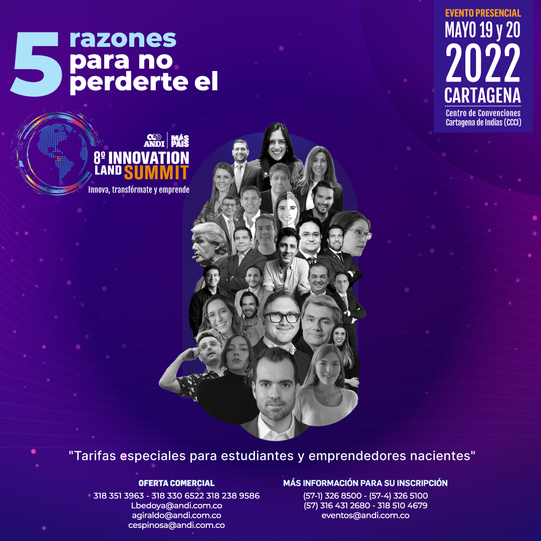 ANDI_Colombia's tweet photo. Se acerca el #InnovationSummitANDI en Cartagena con un grupo de expositores de primer nivel que conforman un evento imperdible: 💫innova, transfórmate y emprende💫.
🔗: https://t.co/Ol5FDqzbRu 
#InnovaciónANDI
@InnovacionANDI https://t.co/akAeluIIvX