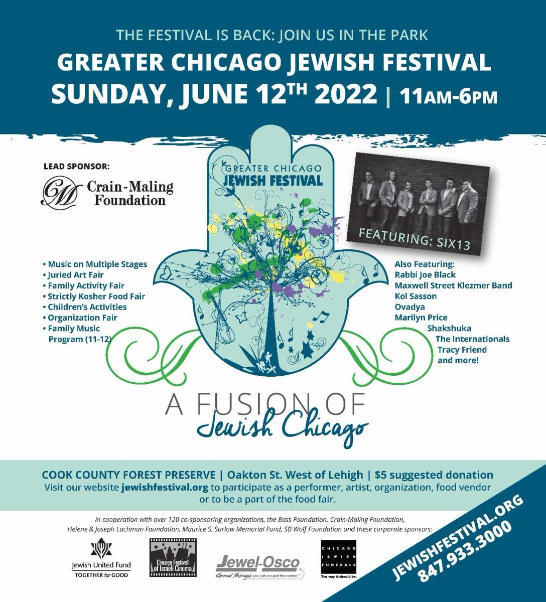 ChiJFest's tweet photo. THE FESTIVAL IS ONE MONTH FROM TODAY! The Greater Chicago Jewish Festival is the largest Jewish cultural event in Chicagoland and the longest running Jewish Festival in America! Join us SUNDAY, JUNE 12th, 11:00am– 6:00p.m at the Cook County Forest Preserve https://t.co/bHrFiQnw1M https://t.co/Yt7EbWh7Hj