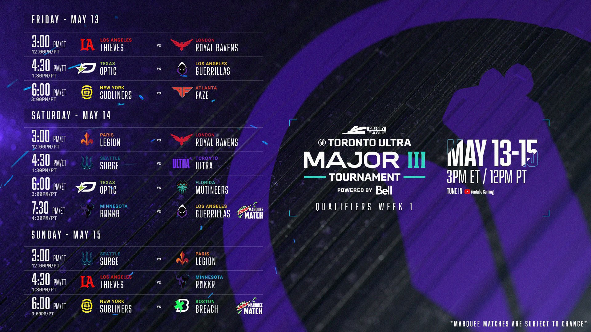 CDL Intel on Twitter "This weekends schedule + current standings