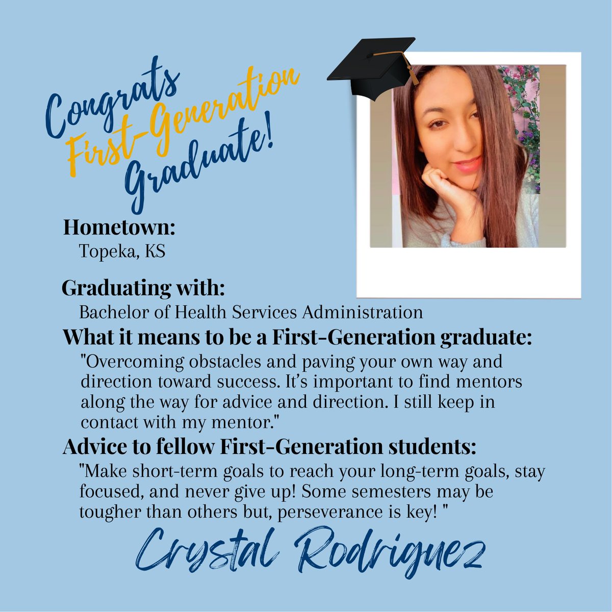 WeAreF1rst's tweet image. We are so proud of these awesome students for their incredible accomplishment of graduating! Help us congratulate them on being First-Generation Graduates!🥳🎉🎓 #firstgenproud #firstgengraduates