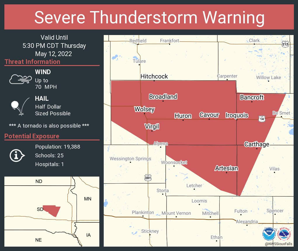 NWS Sioux Falls on Twitter "Severe Thunderstorm Warning continues for