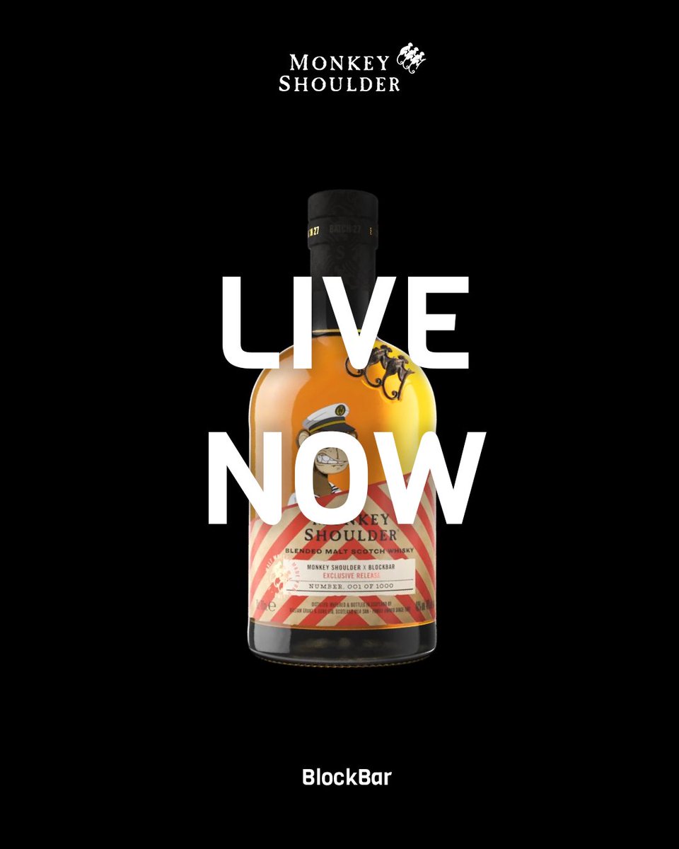 We are officially live with our Monkey Shoulder x BlockBar x #BAYC. Available to the ENTIRE PUBLIC for 0.2 ETH.

This is your chance to be a part of the BlockBar House! Make sure to grab one while they last!

Visit blockbar.com/brands/Monkey%… to grab yours!

Cheers &amp; good luck 🥃🤪